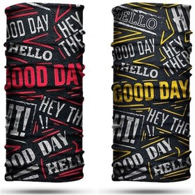Resim Dair Good Day Desenli 2'li Set Boyunluk Bandana Outdoor Balaklava Yüz Maskesi Kafa Bandı 