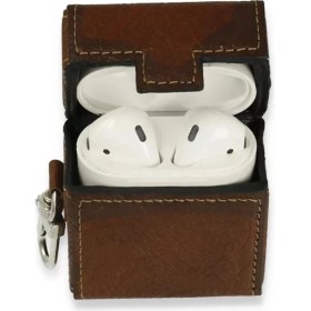 Resim Airpods 2 (2.nesil) Deri Kılıf Kahverengi 