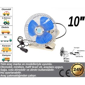 Resim Carub 24V 10 Inç Araç(Oto) Tipi Vantilatör – Klipsli & Hız Ayarlı | BR6400402 