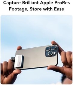 Resim Lexar Professional Go taşınabilir SSD 2 TB, ultra kompakt, Apple ProRes destekler, 1050 MB/s'ye kadar okuma ve 1000 MB/sn yazma, USB 3.2 Gen 2, IP65 toz ve suya dayanıklı, iPhone 15/16 Pro için, siyah 