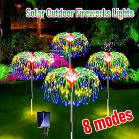 Resim 4 Paket 320/240 LED'li, 1 Paket - 60 LED'li Dış Mekan Güneş Enerjili Havai Fişek Işıkları, Dış Mekan Aydınlatma Çim Işıkları, Dış Mekan IP65 Su Geçirmez Bahçe Işıkları, 8 Yanıp Sönen Işık Modu Masal Işıkları için Patio, Yol, Güverte Peyzaj Aydınlatma (Çok Renkli, Sıcak Beyaz) 