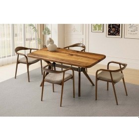 Resim Ceviz Mobilgen Yılan Sandalye Sandalye Doğal Ahşap Masa Takımı Ceviz 