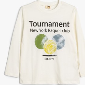 Resim Erkek Çocuk Tişört Tenis Baskılı Uzun Kollu Bisiklet Yaka Pamuklu 