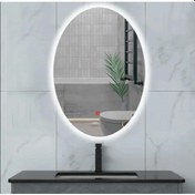 Resim 60x80 H Cm Buğu Çözücülü Ledli Elips Banyo Aynası Şeffaf 