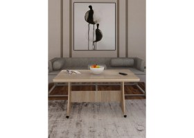 Resim Eliusta Tekerlekli Mdf Masa %100 Mdf Çocuk Odası Masası Orta Sehpa 