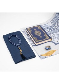 Resim Kuran + Seccade + Tesbih + Zikirmatik + Ayraç Hediye Seti Çanta Boy, Lacivert 