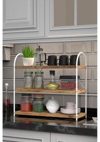 Resim Bello Mutfak Rafı Tezgah Üstü 3'lü Oval 50 Cm Beyaz-atlantik Çam Beyaz-atlantik Çam 