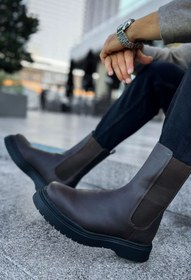 Resim Shoecide SHO223 Lastikli Yüksek Taban Cst Alaska Erkek Chelsea Bot Kahve 