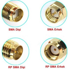 Resim SMA T Soket 1x Rpsma Erkek 2x Rpsma Dişi Altın Kaplama Soket 