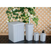 Resim Gerçektrend Fitil Desen Plastik Banyo Seti Lüx 4'lü Tuvalet Banyo Aksesuar Takımı Seti 
