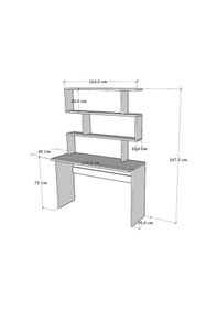 Resim Moonlife Moonlife Kaya Kitaplıklı Çalışma Masası Beyaz - Ceviz Beyaz - Ceviz 