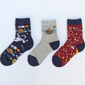 Resim MEM SOCKS 3'lü Uzay Desenli Çocuk Soket Çorap 