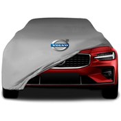 Resim ULTRASHOP Volvo S60 3 (2018 - ) Gri Kumaş Araba Branda Logolu Penye Oto Branda 