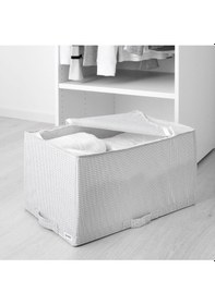 Resim Bölmeli Saklama Kutusu Hurç Ölçü 34x51x28 Cm Meridyendukkan Gri-beyaz Kareli Düzenleme Kutusu Gri 