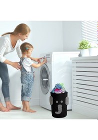 Resim Buffer Sevimli Keçe Fil Desenli Çocuk Bebek Odası Kirli Çamaşır Sepeti Oyuncak Saklama Kutusu Çok Renkli 