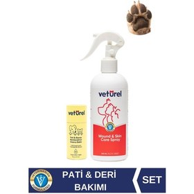 Resim Kedi Köpek Pati Balm %100 Doğal Nemlendirici 40g + Yara Deri Yanık Hipokloröz Bakım Spreyi 300ml 