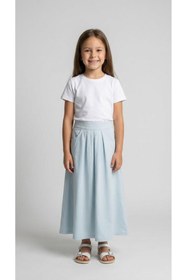 Resim Mutlu Kids Kız Çocuk Lyocell Kumaş Beli Lastikli Pileli Rahat Etek 
