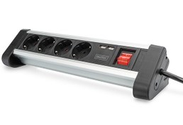 Resim Digitus Ofis Tipi 4 lü Grup 2 x USB Port 5V-2.4A Akım Koruyucu Priz 