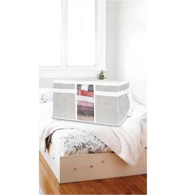 Resim 3 Adet Pencereli Yastık Yorgan Hurcu Büyük Boy 75x40x40 Cm Gri-beyaz 