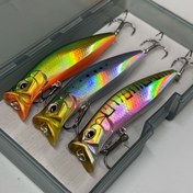 Resim 3'lü Paket Topwater Whopper Popper Balık Yemi - Kupa Ağız Tasarımı, Metalik Kanca - Levrek, Alabalık, Turna Balığı için - Tatlı ve Tuzlu Su - Oltaçılara İdeal Hediye (3 Adet Kutu), Gerçekçi Balık Yemleri, Hassas İşçilik, Yapay Yem, Oltaçılık Hediyeleri 