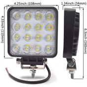 Resim 2 ADET 16 LEDLİ OFF ROAD ÇALIŞMA LAMBASI / PROJEKTÖR 48WATT 12V / 