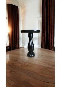 Resim Siyah Ahşap Tekli Yan Sehpa Masif Doğal Mantar Sehpa Modeli Siyah 