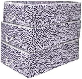 Resim 3'lü Büyük Boy Lacivert Yaprak Baskılı Baza Altı Yastık Yorgan Kazak Hurcu / 62x46x22 