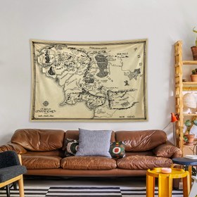 Resim Yüzüklerin Efendisi Orta Dünya Haritası - Lord Of The Rings Duvar Örtüsü - 100 cm x 135 cm 
