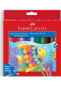 Resim Faber-Castell Karton Kutu Sulu Boya Kalemi, 24 Renk, Suda Çözünebilir, Fırça ve Kalem Hediyeli 