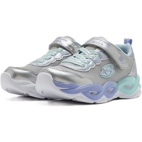 Resim Skechers Twisty Glow Kids Sneaker Lastik Bağcıklı Cırtlı Işıklı Çocuk Ayakkabısı Gri 