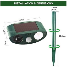 Resim Besthome1 Kedi Korkutucu Kovucu Ultrasonik Güneş Enerjili Bahçeler İçin Hayvan Caydırıcı Yan Hareket Sensörü Bahçe Makine Aks. 