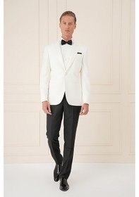 Resim Efor Black 035 Slim Fit Saten Yaka Çift Yırtmaçlı Tek Düğmeli Krem Damatlık Smokin Ceket Krem 