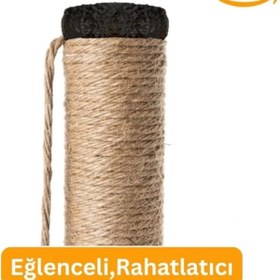 Resim AyrStore Beylini Çubuk Kedi Tırmalama Tahtası Peluş Kumaş Silinebilir Demonte 40 cm Siyah Renk 