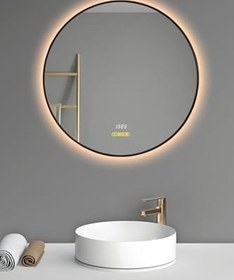 Resim Akıllı Ayna Buhar Tutmayan Hareket Sensörlü 3 Renk Ledli Banyo Aynası Duvar Ofis Lavabo Aynası 80 Cm 