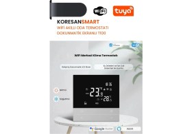 Resim Koresan Wifi Tuya Fancoil Akıllı Oda Termostatı Dokunmatik Ekranlı T100 