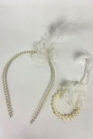 Resim ESPEREST Incili Nedime Tacı 10 Adet Tüylü Bileklik Seti 10 Adet 