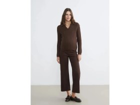 Resim LC Waikiki Kahverengi Karın Panelli Straight Fit Hamile Jean Pantolon 