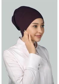 Resim Altobeh Hazır Pratik Geçmeli Uzun Boru Tesettür Bonesi - Mürdüm 