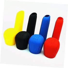 Resim CALLARON 2 Adet el freni için manşon araba topuzu kapağı vites körüğü topuzu koy kaldıraç Mavi renkli silikon dişli düğme kapağı Oval Oto aksesuarları el freni kapağı dişli kapağı 