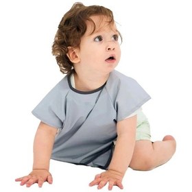 Resim Kısa Kollu Su Geçirmez Bebek Mama, Oyun Ve Aktivite Önlüğü Gri 
