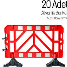 Resim İleri Trafik 20'li Güvenlik Barikatı Seti Kırmızı 150x100cm 