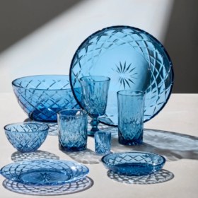 Resim Lyngby Glas Sorrento Cam Tabak 4 Adet Çap:21 cm Mavi 