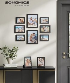 Resim SONGMICS Resim Çerçevesi Seti 10'lu, 20 x 25 cm Boyutunda 2 Fotoğraf, 13 x 18 cm Boyutunda 4 Fotoğraf, 10 x 15 cm Boyutunda 4 Fotoğraf, Siyah 