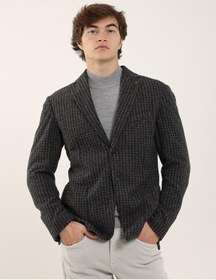 Resim Dufy Koyu Gri Melanj Erkek Slim Fit Mono Yaka Ceket - 97184 Gri 