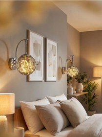 Resim Glow Cam Peri Led Aplik Gold & Gümüş Gövde, Dekoratif Duvar Aydınlatma Gümüş 