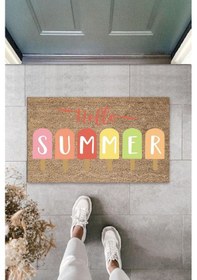 Resim Bej Kapı Önü Paspası Hello Summer Dondurma Desen K-3275 