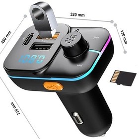 Resim 55w Hızlı Şarj Destekli Çift Usb + Type-c Çıkışlı Bluetooth Fm Modülatör Transmitter Mt9874 