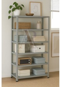Resim Çelik Raf 6 Katlı 43x93x250 Dekoratif Raf Sistemleri, Depo Rafı, Arşiv Rafı, Kiler Rafı Galvaniz 