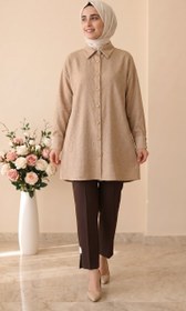 Resim Yarış Düğme Detaylı Dar Paça Pantolon 3345 - Kahve / 40 