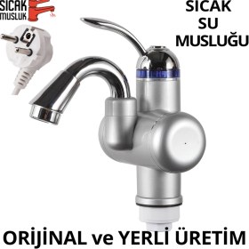 Resim Elektrikli Anlık Su Isıtıcı, Lavabo Monteli, Termal Şofben, Gümüş Renk 